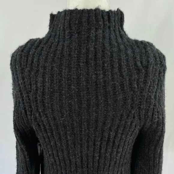 New Leith Chunky Knit Mock Neck Side Slit Sweater Black Multi Size XXS - Picture 12 of 16